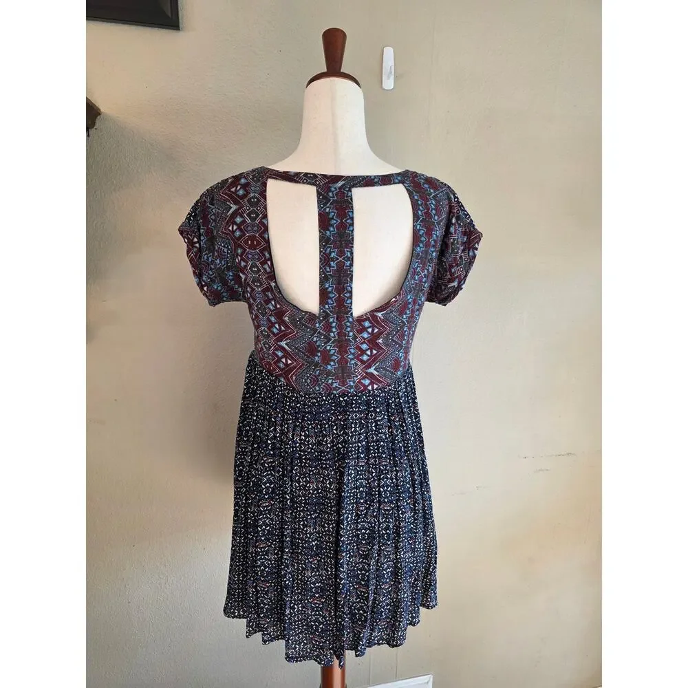Free People Sundown Babydoll Mini Dress SZ XS Cutout Bohemian Pockets - Picture 3 of 9